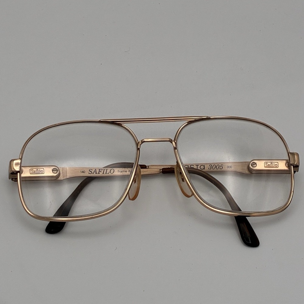 Vintage Safilo Elasta 3005/N Aviator Glasses Frames 140MM Gold 56 18 Made Italy